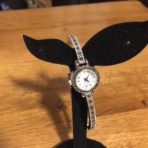 ANNE KLEIN STAINLESS STEEL MARCASITE WATCH NWOT